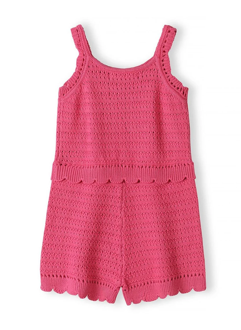 مينوتي girls breathable pink crochet jumpsuit adjustable straps 3-15 years